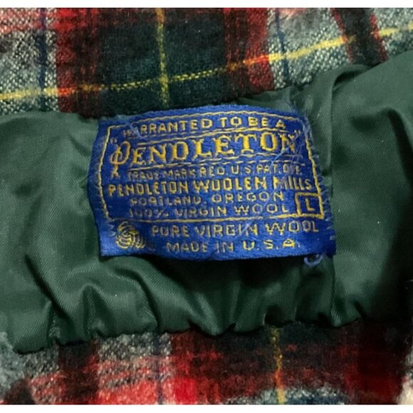 Vtg Pendleton Board Shirt L Virgin Wool Plaid Loop Collar Long Sleeve Shacket - Picture 3 of 4